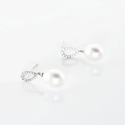Boucles D'oreilles Pendantes Or Blanc Jessamyn Perles De Culture Oxyde|Marc Orian Online