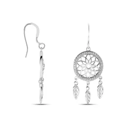 Boucles D'oreilles Pendantes Nemetona Argent Blanc Oxyde|Marc Orian
