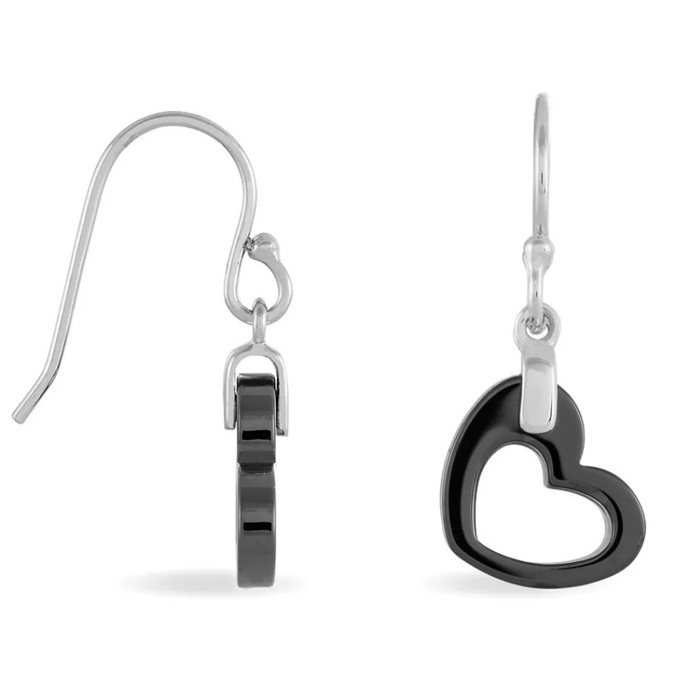 Boucles D'oreilles Pendantes Alena Argent Blanc Céramique Et Oxyde|Marc Orian