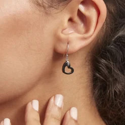 Boucles D'oreilles Pendantes Alena Argent Blanc Céramique Et Oxyde|Marc Orian