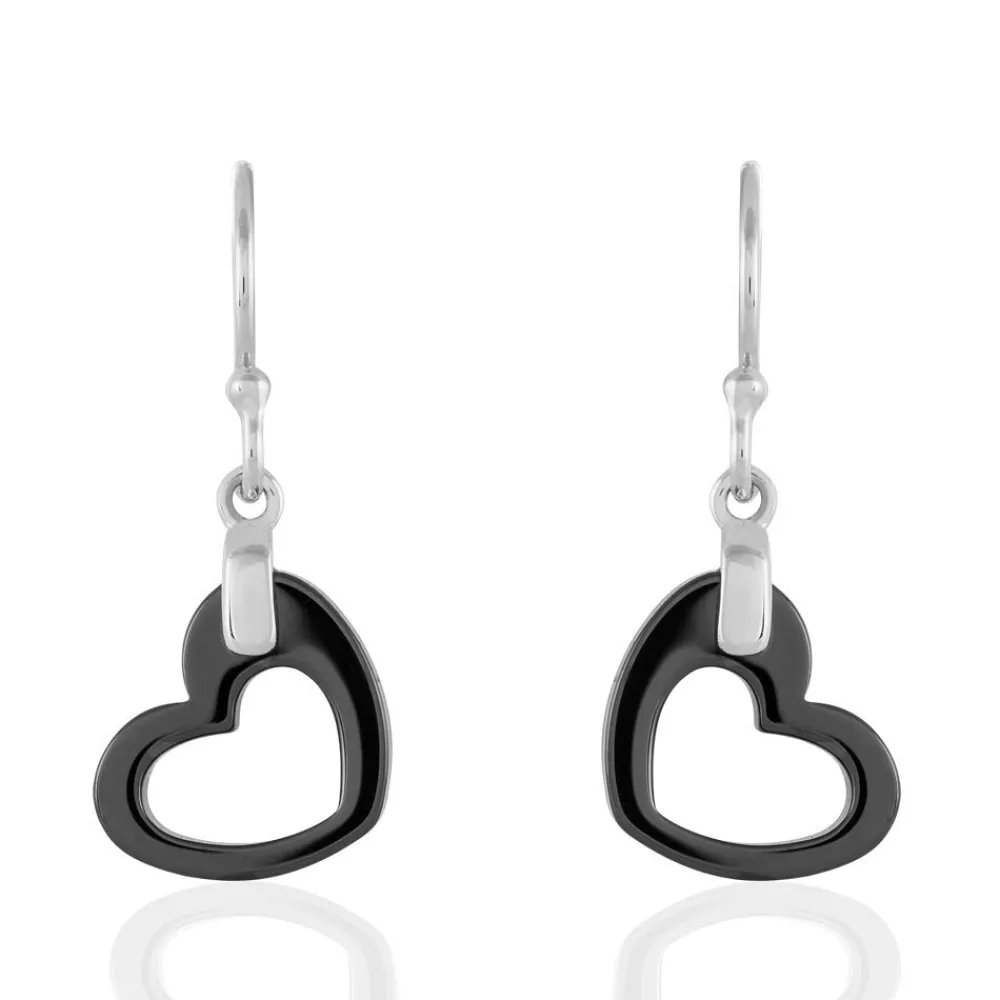 Boucles D'oreilles Pendantes Alena Argent Blanc Céramique Et Oxyde|Marc Orian