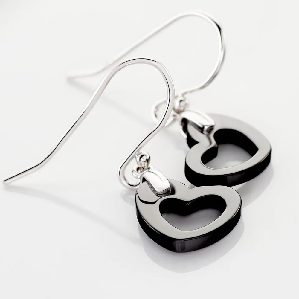 Boucles D'oreilles Pendantes Alena Argent Blanc Céramique Et Oxyde|Marc Orian