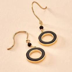 Boucles D'oreilles Pendantes L'incessante Or Jaune Onyx Spinelle|Marc Orian