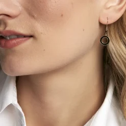 Boucles D'oreilles Pendantes L'incessante Or Jaune Onyx Spinelle|Marc Orian