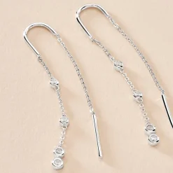 Boucles D'oreilles Pendantes Mascaret Argent Blanc Oxyde De Zirconium|Marc Orian Outlet