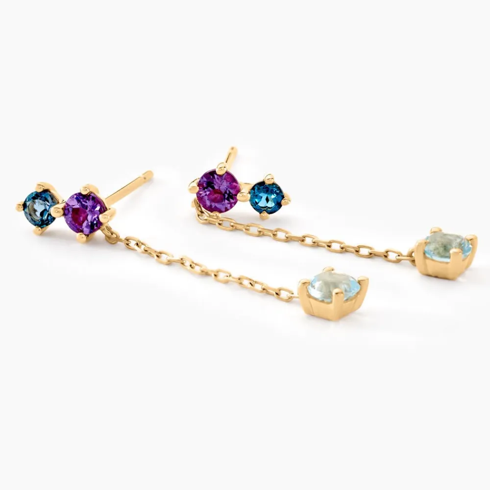 Boucles D'oreilles Pendantes Amaranta Or Jaune Topaze Améthyste|Marc Orian Sale