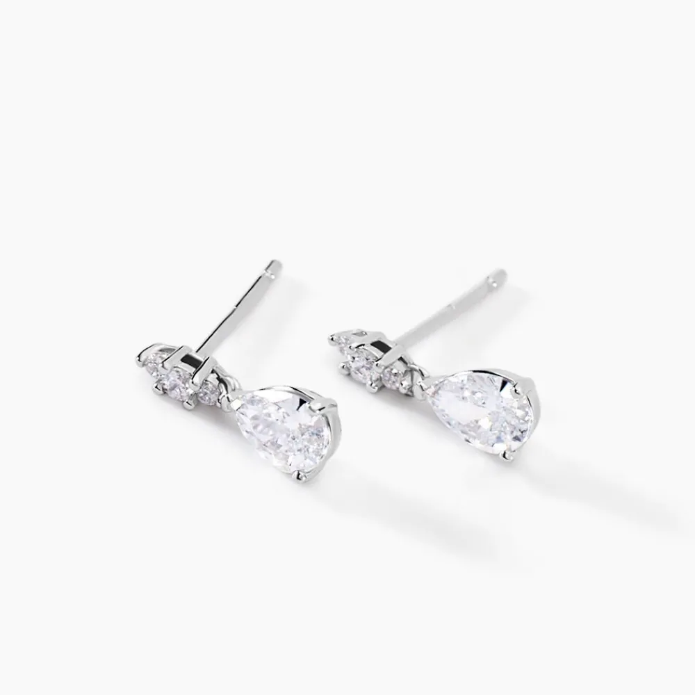 Boucles D'oreilles Pendantes Marie-helena Argent Oxyde De Zirconium|Marc Orian New