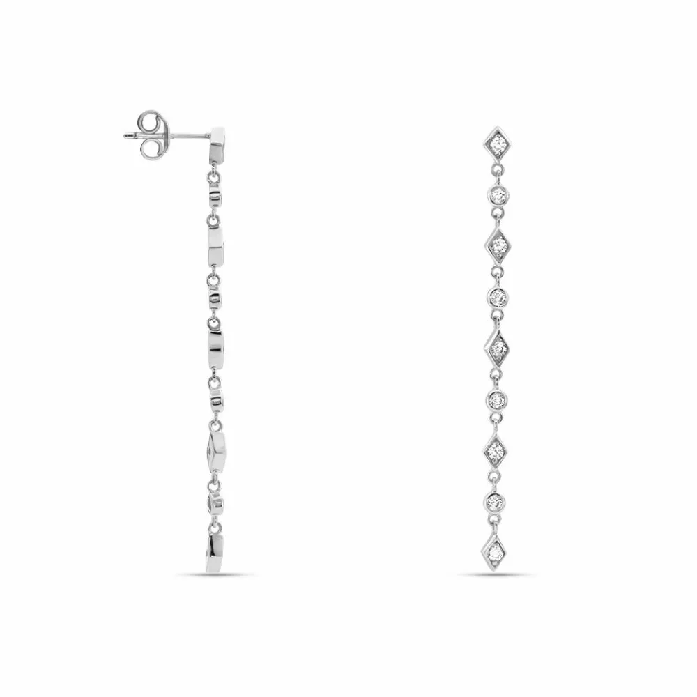 Boucles D'oreilles Pendantes Mascaret Argent Blanc Oxyde De Zirconium|Marc Orian Outlet