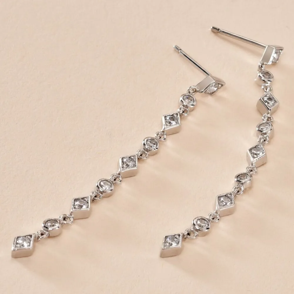 Boucles D'oreilles Pendantes Mascaret Argent Blanc Oxyde De Zirconium|Marc Orian Outlet