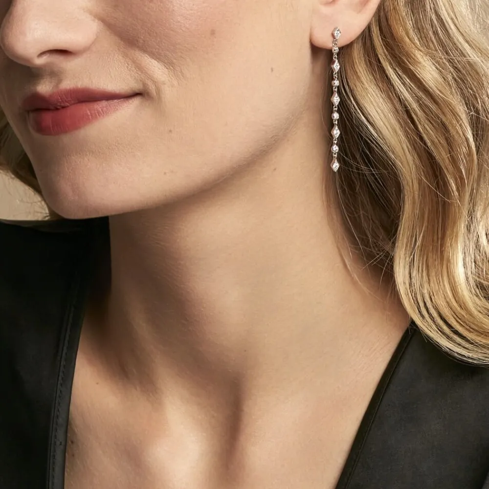 Boucles D'oreilles Pendantes Mascaret Argent Blanc Oxyde De Zirconium|Marc Orian Outlet