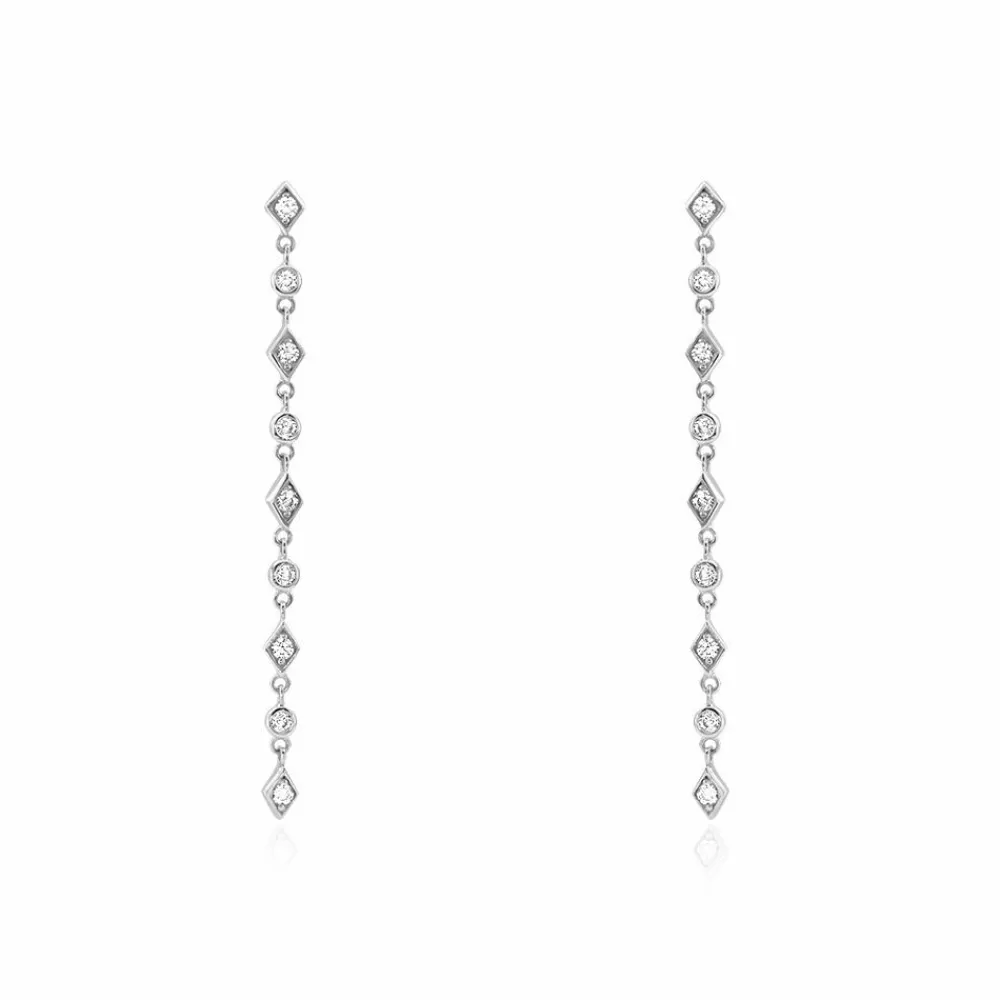 Boucles D'oreilles Pendantes Mascaret Argent Blanc Oxyde De Zirconium|Marc Orian Outlet