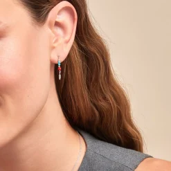 Boucles D'oreilles Pendantes Behati Argent Blanc Corail Turquoise|Marc Orian Online