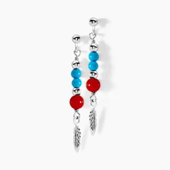 Boucles D'oreilles Pendantes Behati Argent Blanc Corail Turquoise|Marc Orian Online