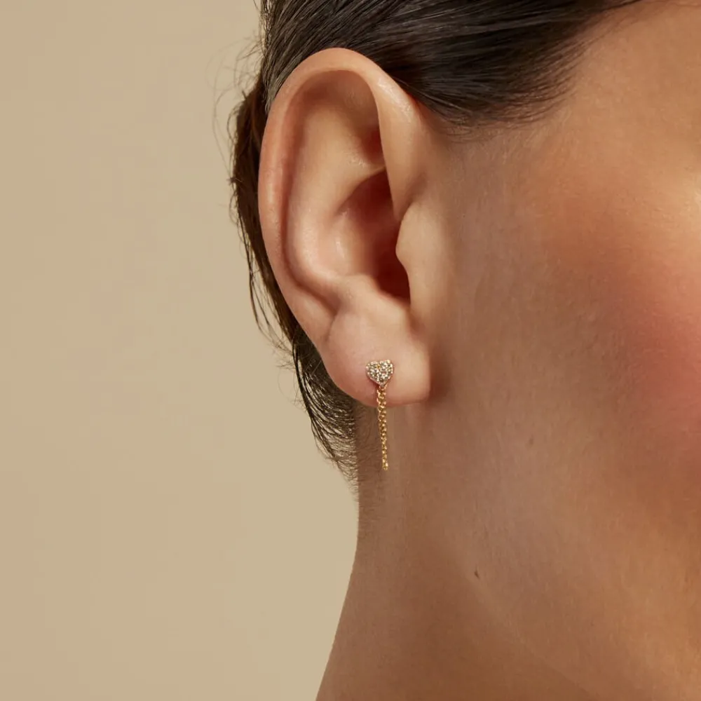 Boucles D'oreilles Pendantes Eclat D'amour Or Jaune Oxyde De Zirconium|Marc Orian Clearance