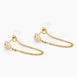 Boucles D'oreilles Pendantes Eclat D'amour Or Jaune Oxyde De Zirconium|Marc Orian Clearance