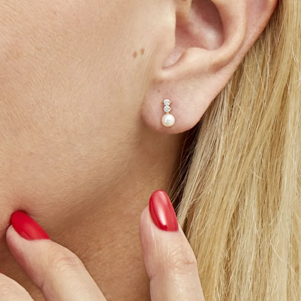 Boucles D'oreilles Pendantes Taima Or Jaune Perle De Culture|Marc Orian Discount