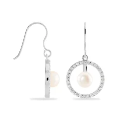 Boucles D'oreilles Pendantes Ellea Argent Perle De Culture Et Oxyde|Marc Orian New