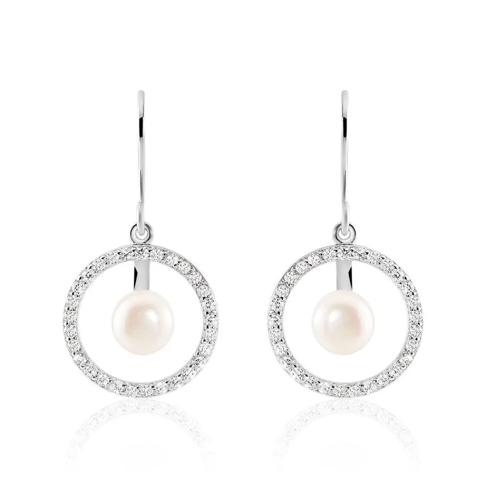 Boucles D'oreilles Pendantes Ellea Argent Perle De Culture Et Oxyde|Marc Orian New