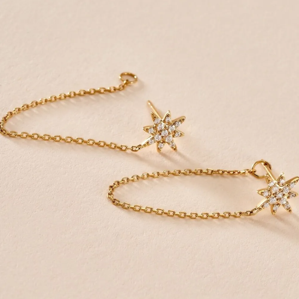 Boucles D'oreilles Pendantes Kettil Or Jaune Oxyde De Zirconium|Marc Orian Best