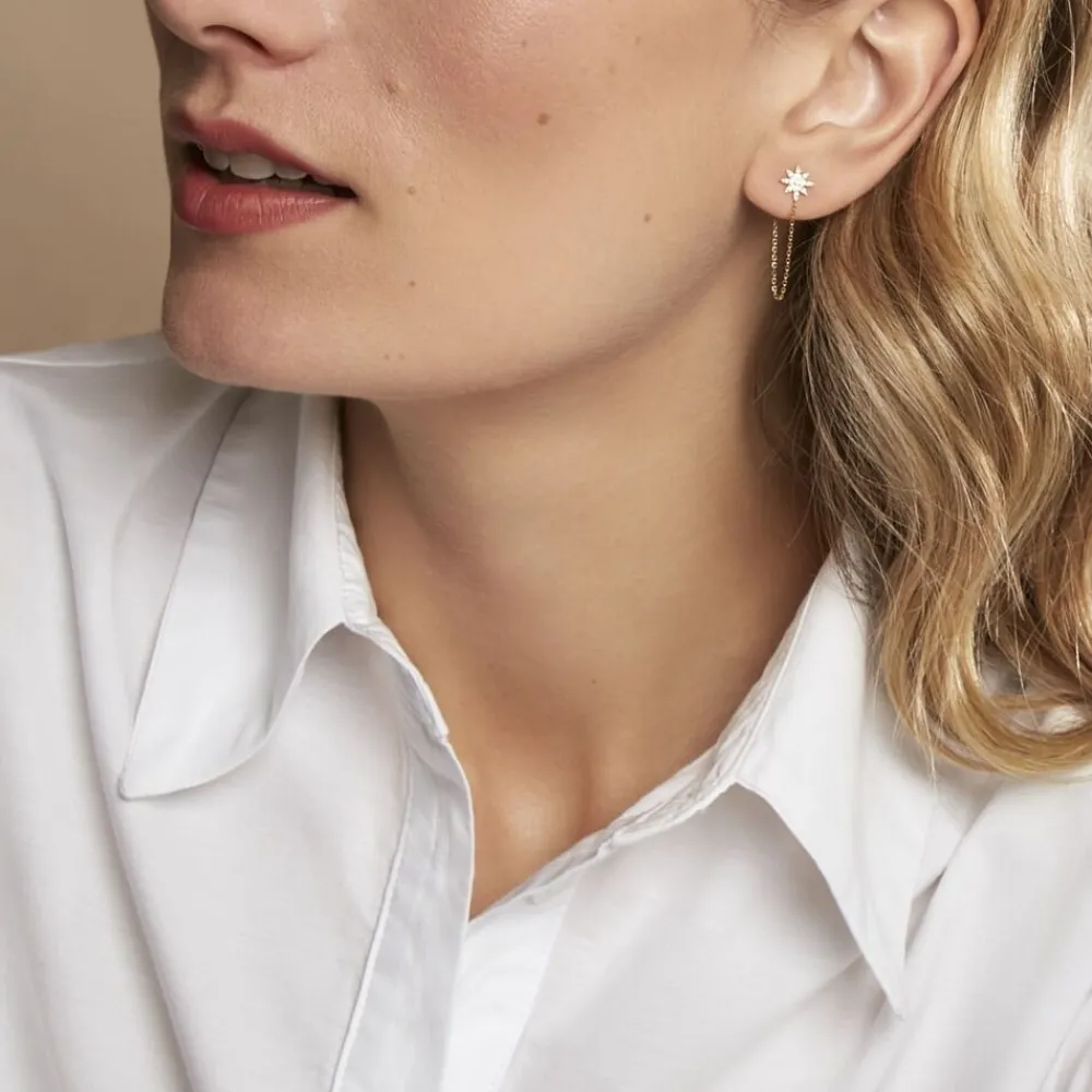 Boucles D'oreilles Pendantes Kettil Or Jaune Oxyde De Zirconium|Marc Orian Best