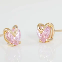 Boucles D'oreilles Puces Abelinia Plaqué Or Jaune Oxyde De Zirconium|Marc Orian New