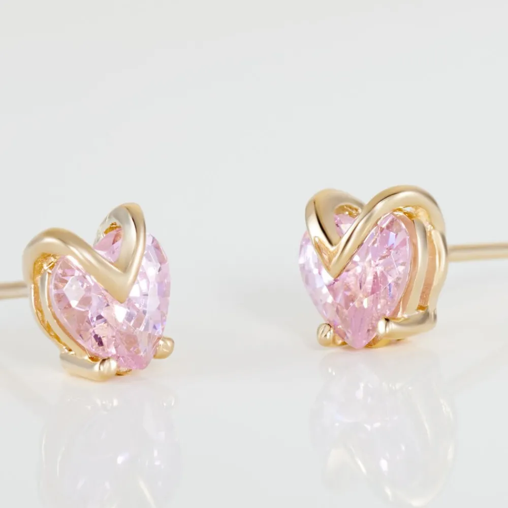Boucles D'oreilles Puces Abelinia Plaqué Or Jaune Oxyde De Zirconium|Marc Orian New