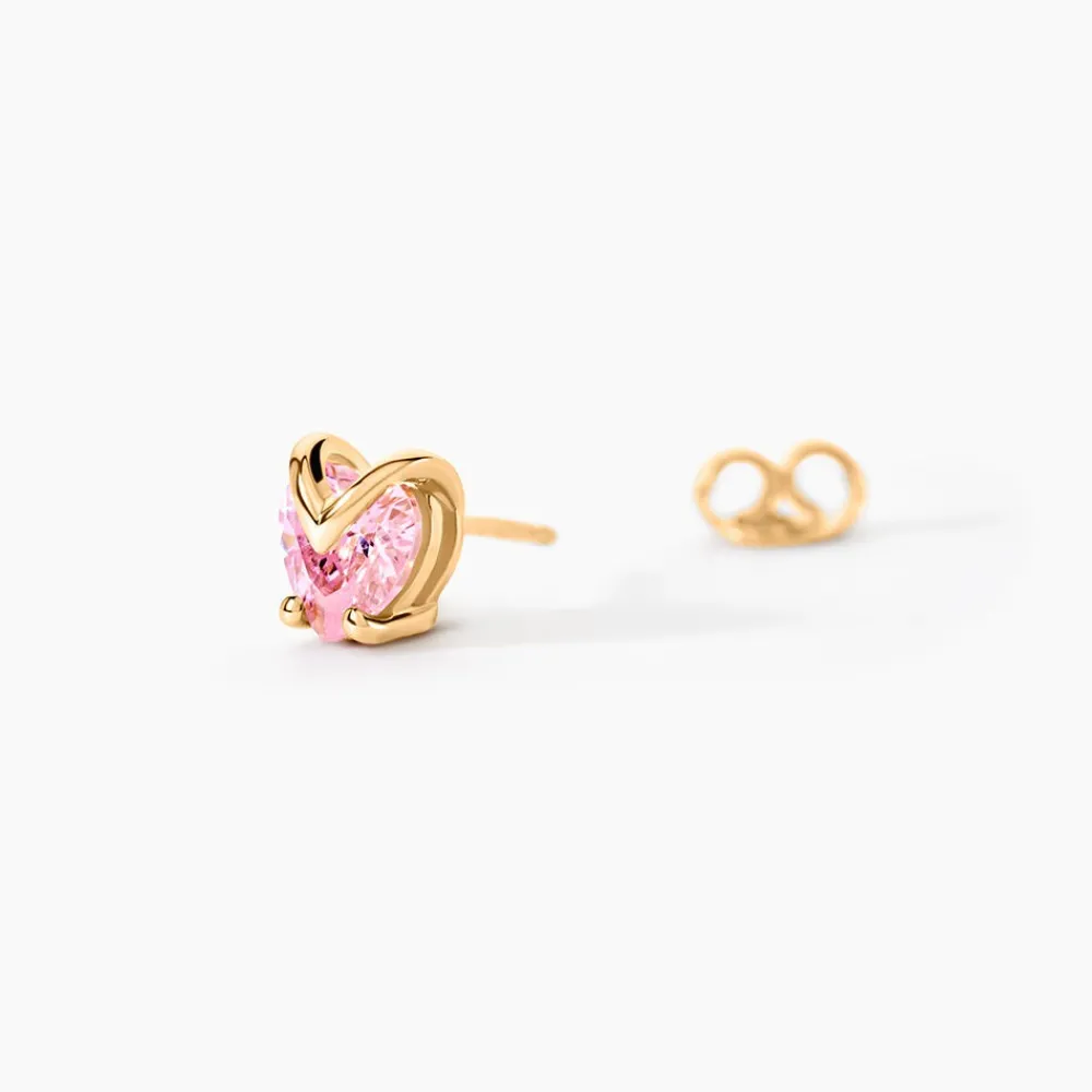 Boucles D'oreilles Puces Abelinia Plaqué Or Jaune Oxyde De Zirconium|Marc Orian New