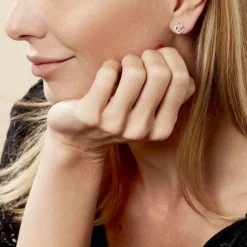 Boucles D'oreilles Puces Ablaye Or Jaune Oxyde De Zirconium