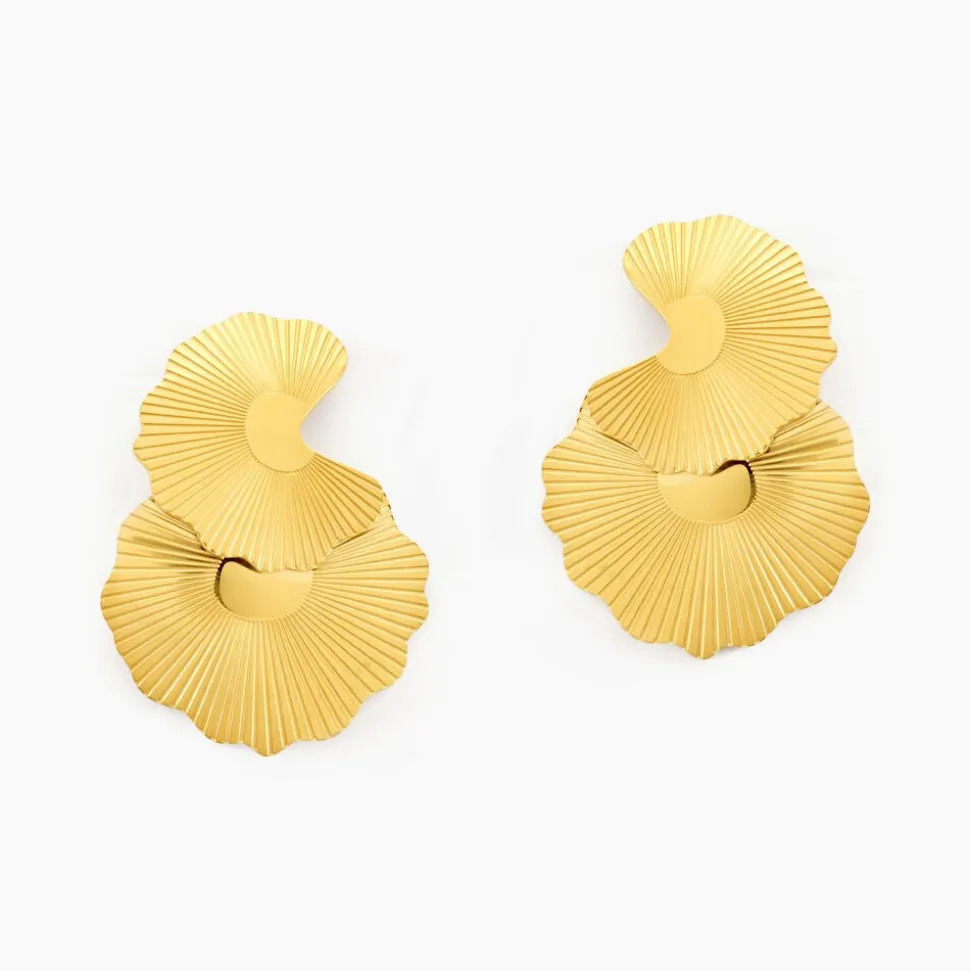 Boucles D'oreilles Puces Acier Jaune