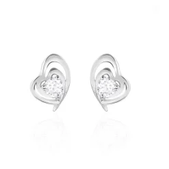 Boucles D'oreilles Puces Alou Argent Blanc Oxyde De Zirconium