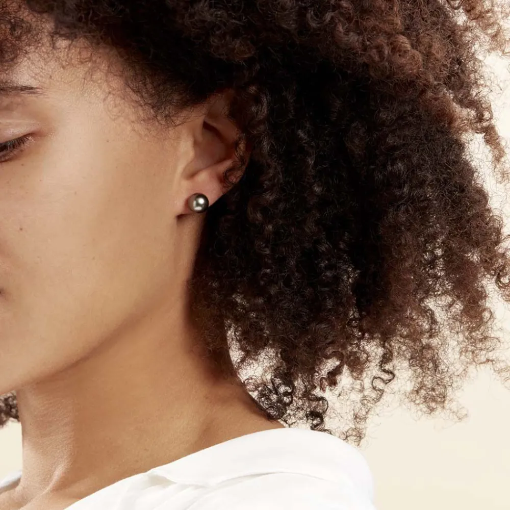 Boucles D'oreilles Puces Alper Or Jaune Perle De Culture De Tahiti|Marc Orian Outlet