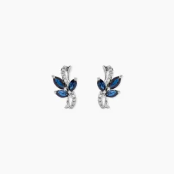 Boucles D'oreilles Puces Angie Or Blanc Saphir Et Diamant