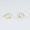 Boucles D'oreilles Puces Anne-maudae Double Coeurs Or Bicolore