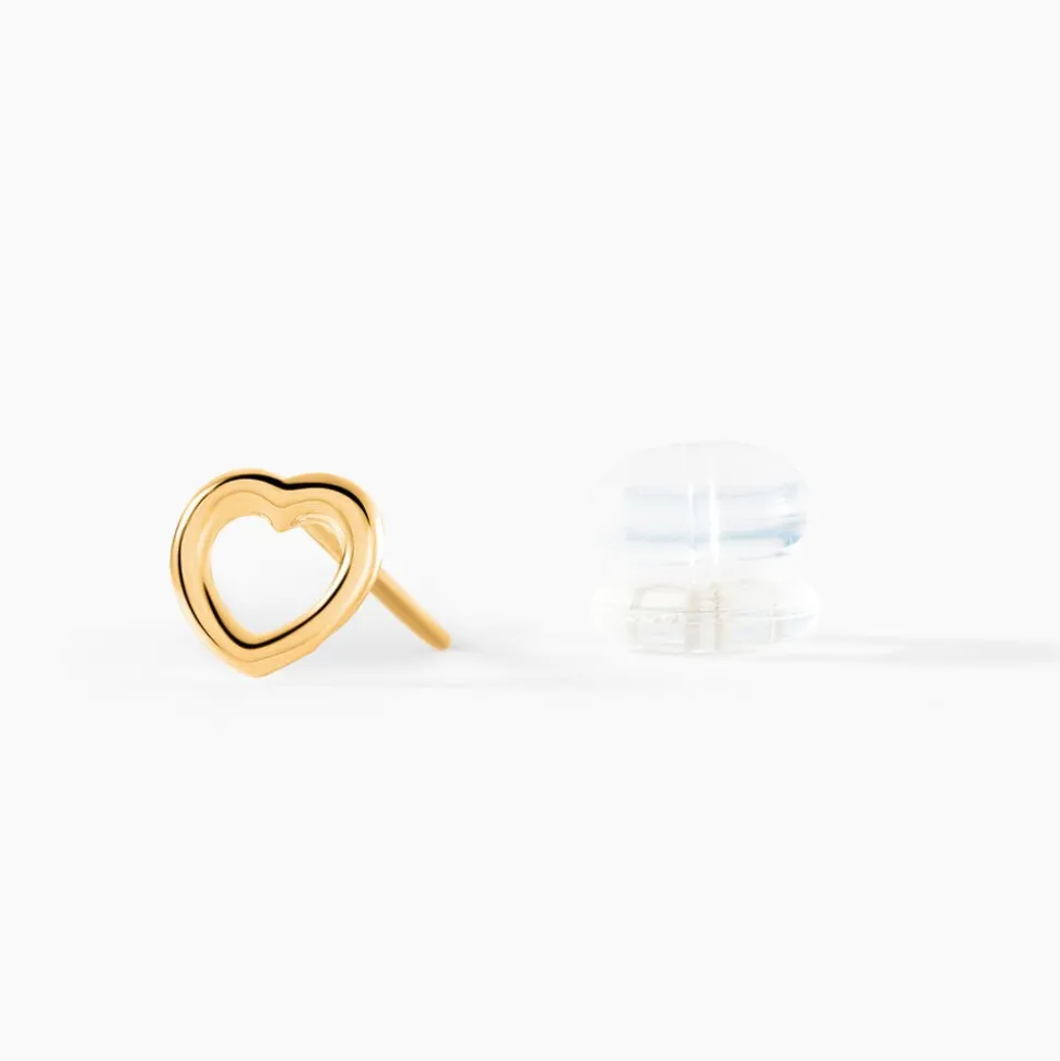 Boucles D'oreilles Puces Anne-maudae Coeurs Or Jaune