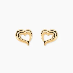 Boucles D'oreilles Puces Anne-maudae Coeurs Or Jaune