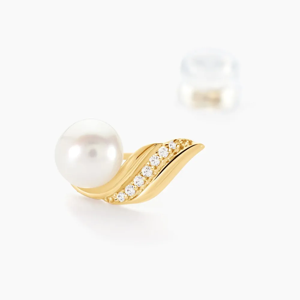 Boucles D'oreilles Puces Antoinette Or Jaune Perle De Culture|Marc Orian Hot