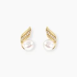 Boucles D'oreilles Puces Antoinette Or Jaune Perle De Culture|Marc Orian Hot