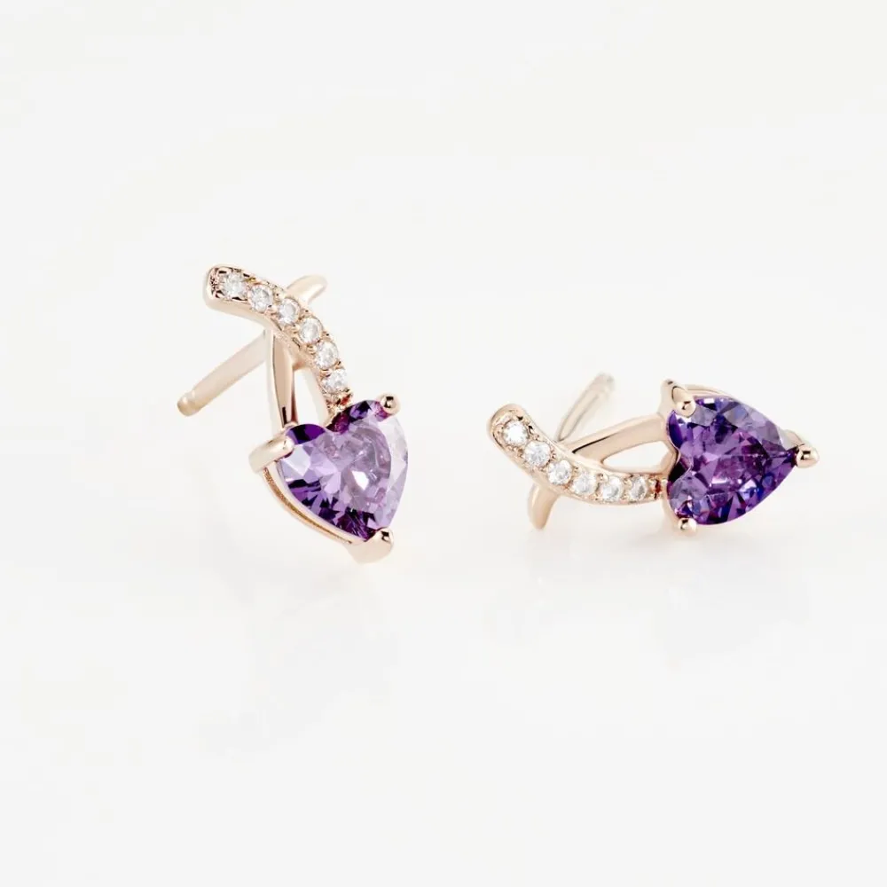 Boucles D'oreilles Puces Argent Rose Avalon Oxyde De Zirconium|Marc Orian Online