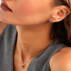 Boucles D'oreilles Puces Argent Rose Avalon Oxyde De Zirconium|Marc Orian Online
