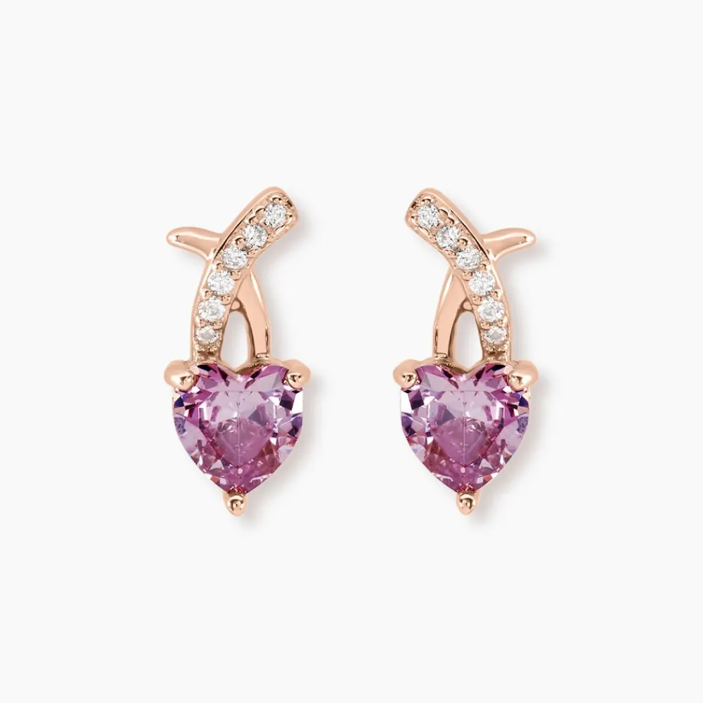 Boucles D'oreilles Puces Argent Rose Avalon Oxyde De Zirconium|Marc Orian Online