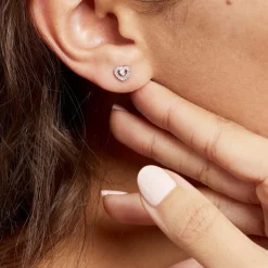 Boucles D'oreilles Puces Argent Blanc Gautiere Oxydes De Zirconium