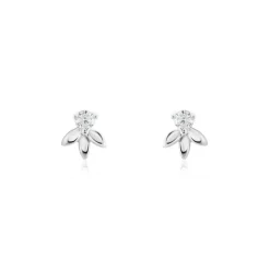 Boucles D'oreilles Puces Argent Blanc Braxton Oxydes De Zirconium