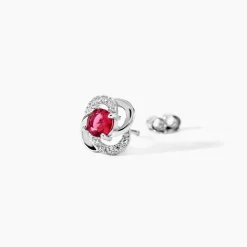 Boucles D'oreilles Puces Argent Blanc Clover Verre Oxydes De Zirconium