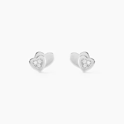 Boucles D'oreilles Puces Argent Blanc Dounyo Oxydes De Zirconium