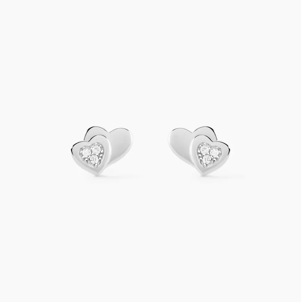 Boucles D'oreilles Puces Argent Blanc Dounyo Oxydes De Zirconium