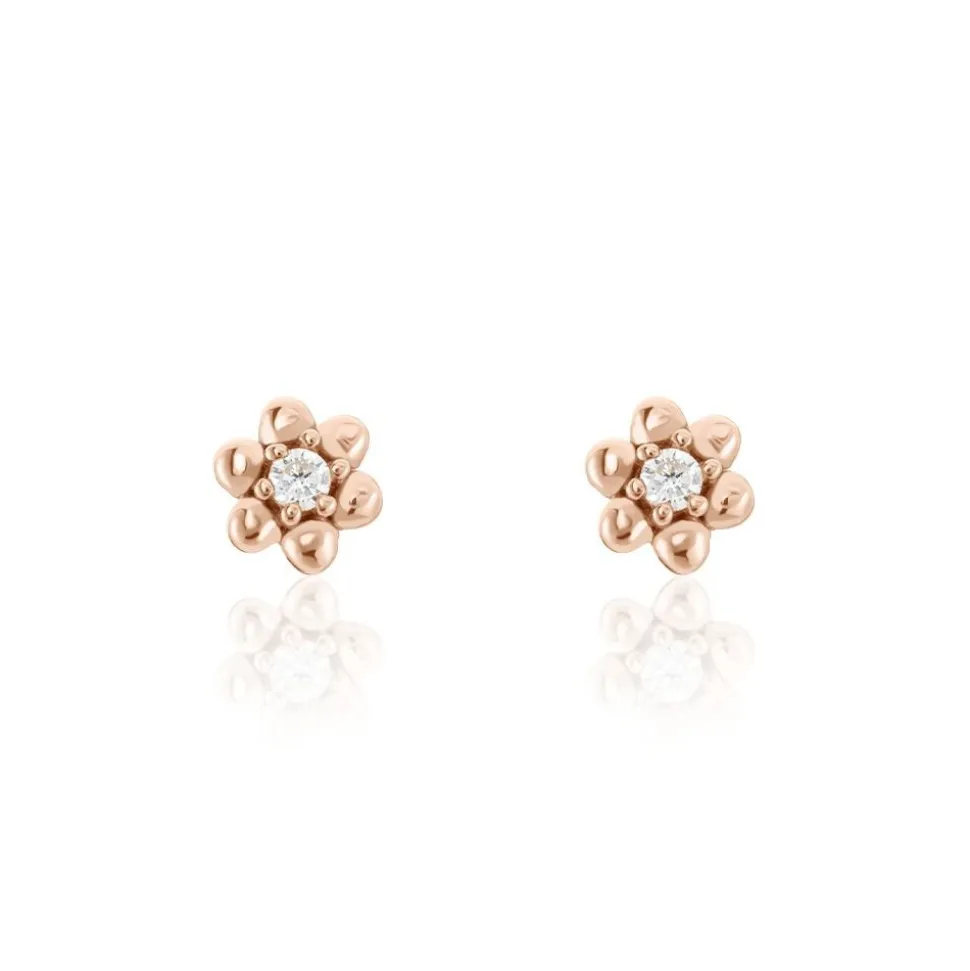 Boucles D'oreilles Puces Argent Rose Buddy Oxydes De Zirconium