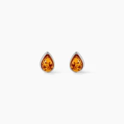 Boucles D'oreilles Puces Argent Blanc Junie Ambre|Marc Orian Hot