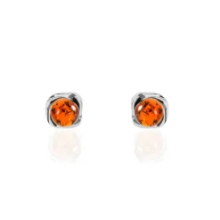 Boucles D'oreilles Puces Argent Blanc Joude Ambre|Marc Orian