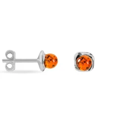 Boucles D'oreilles Puces Argent Blanc Joude Ambre|Marc Orian
