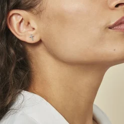 Boucles D'oreilles Puces Ashana Argent Blanc|Marc Orian New